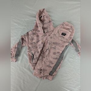 Volcom Light Pink Hooded Jumpsuit with Palm Print